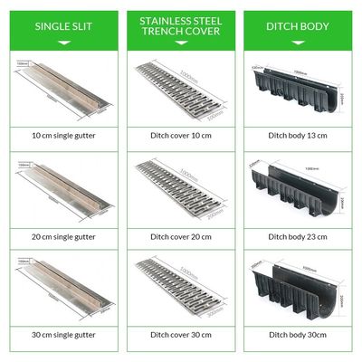 Drainage de l'eau du plancher de lavage de voiture Grille en acier inoxydable avec canal de drainage personnalisé