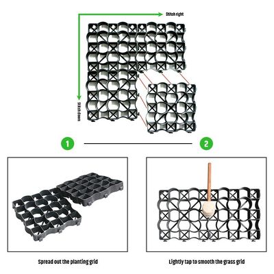 Pavés en plastique pour le sol Géocelle Gravier Paddock Grille Cheval Herbe et maison de ferme