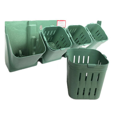 Pot de fleurs en plastique en PP vert noir verticale pour l'empilement utilisé avec des fleurs/plantes vertes